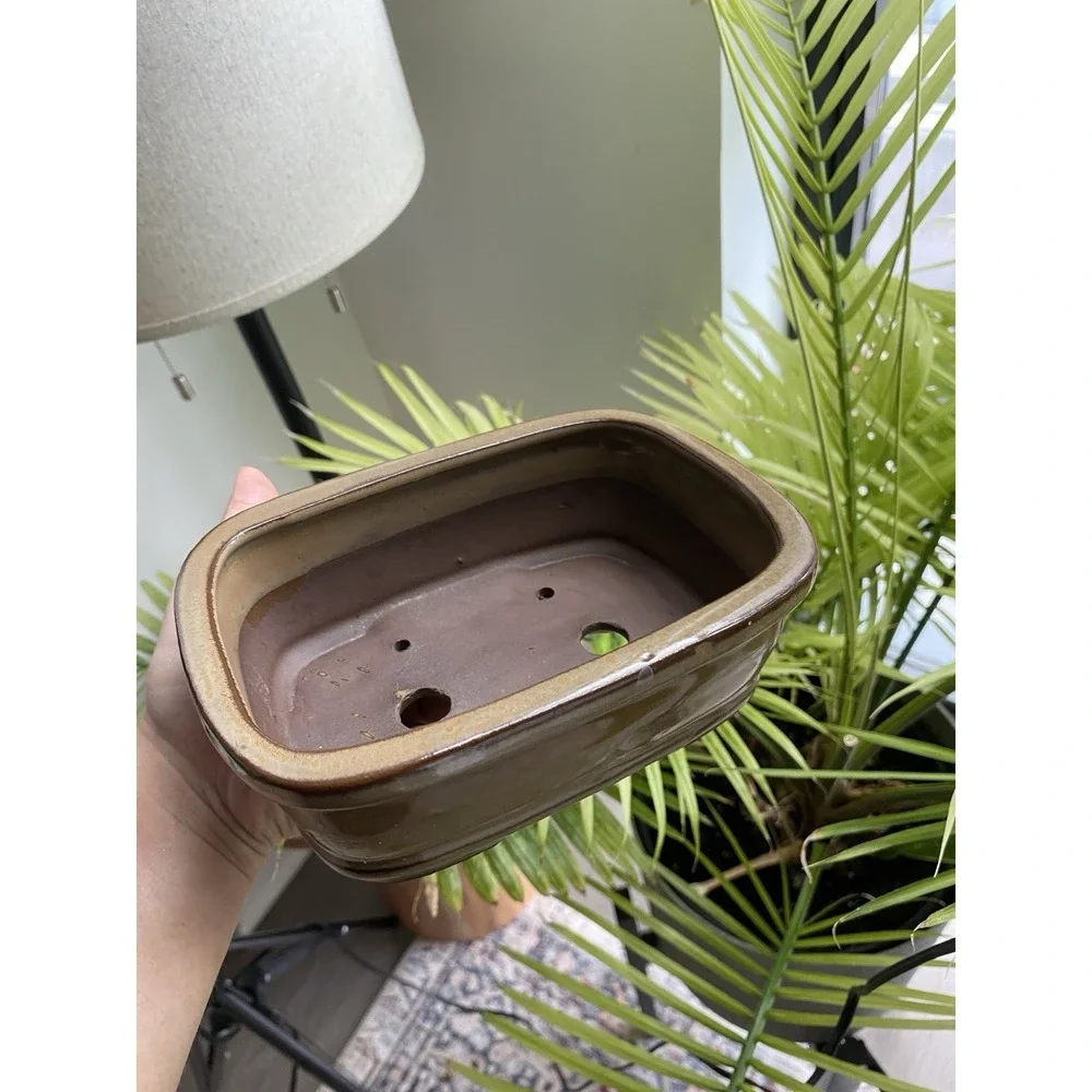 Bonsai Tree Planter‎ Ceramic Pot With Root Holes Earthy Plant 5